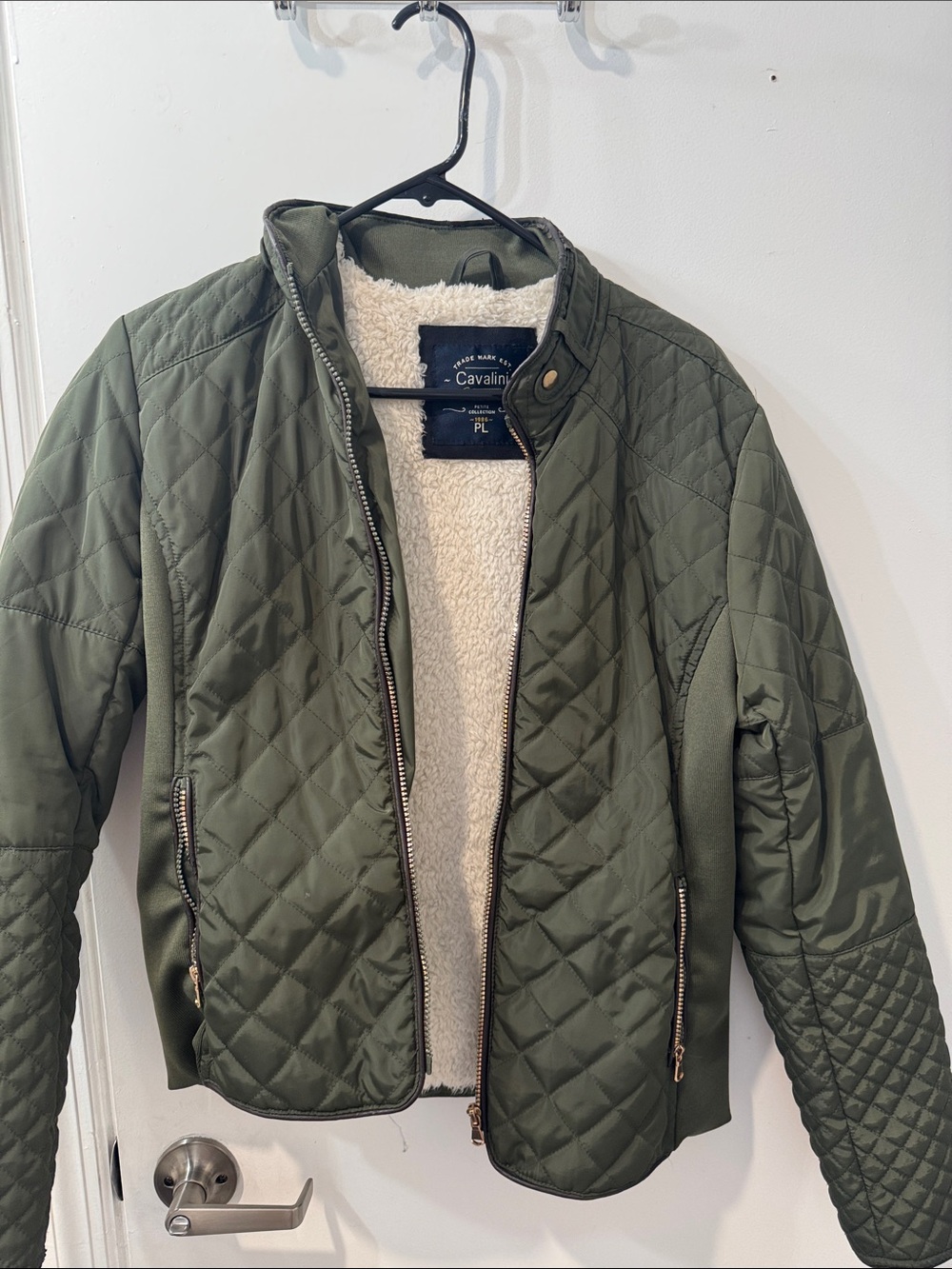 Cavalini Quilted Jacket with Sherpa Lining - Olive